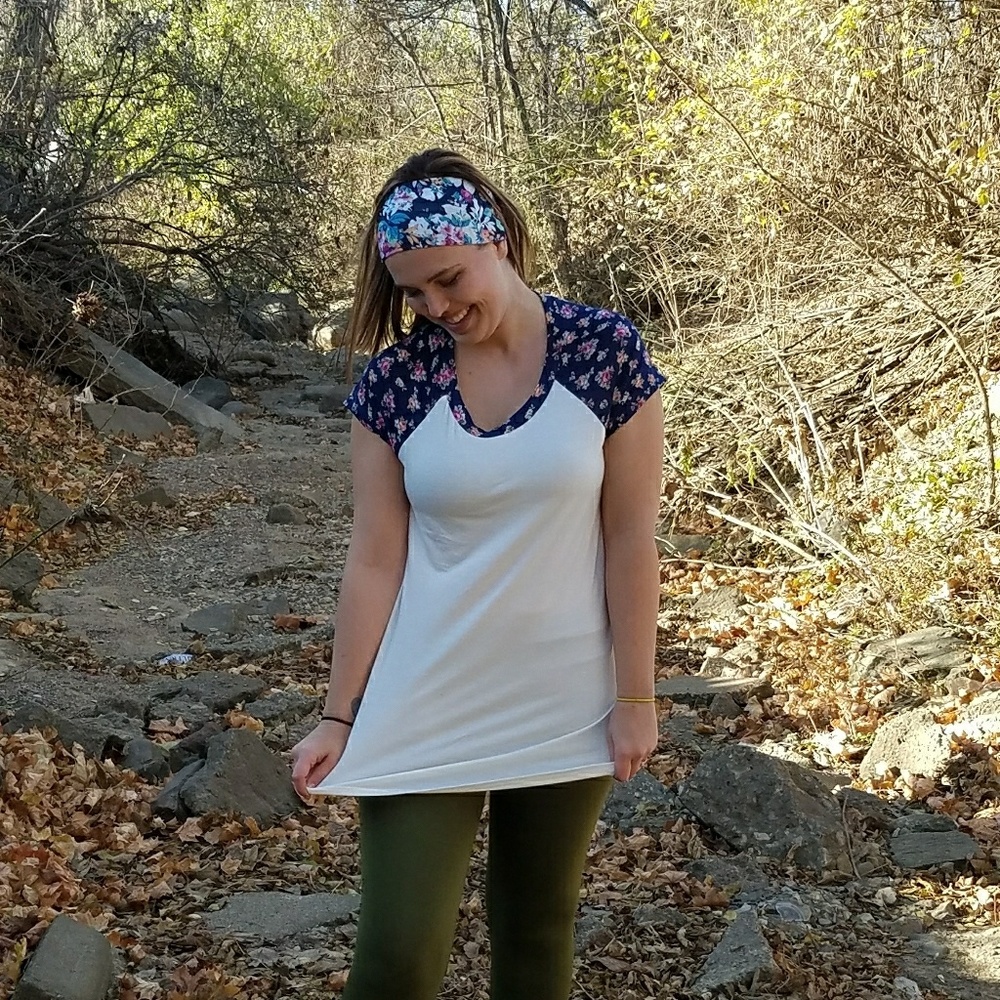 Floral baseball tee
